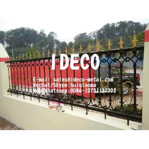 Metal Picket Fences Garden Edging, Wrought Iron Palisade Security Fencing, Residential Forged Head Steel Railings