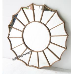 China Gold Metal And Mirror Wall Decor , Gold Metal Frame Abstract Mirror Wall Art supplier