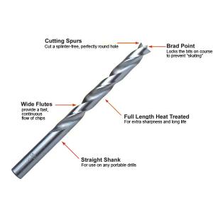 HSS Brad Point Wood Drill Bits 3mm-13mm , Plywood / Hardwood Drill Bits