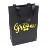 China Black Wedding Jewelry Branded Paper Bags With Grosgrain Handle Gold Foil Logo wholesale
