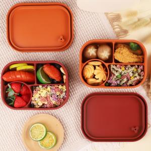 China Odorless Sandwich Silicone Lunch Box Multicolor Leakproof 4 Compartment supplier