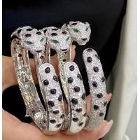 China Customized Panther Cartier Bracelet 18K White Gold Onyx Emeralds Diamonds Jewelry on sale