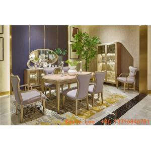 China Light luxury dining room furniture Nice wood table with Leather dining chairs for Villa home interior design furniture supplier