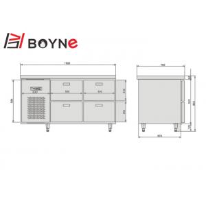 285W Commercial Catering Undercounter Fridge , 4 Drawer Adjustable Shelf Industrial Fridge Freezer