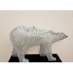 Modern Stainless Steel Polar Bear Sculpture 100cm High