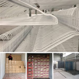 China Rounded Hook End White Wire Coat Hangers , Dry Cleaner Shirt Dryer Hanger for sale