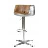 Vintage Fabric Brown Leather Counter Adjustable Height Stools With Alluminium