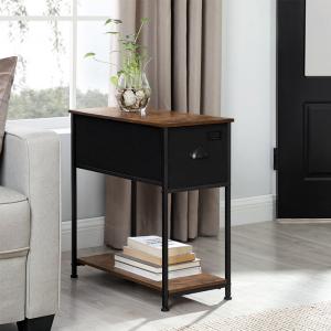 Long Side Table with Fabric Drawer, Industrial End Table with Drawer, Side Table for Home, LVT020B02