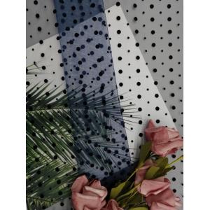 China Navy Dot Tulle Flocked Mesh Fabric For Lady Evening Dress supplier