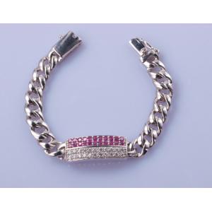 13.5cm 925 Silver CZ Bracelet AAA+Grade Cubic Zirconia Pinky White