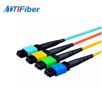 China MM SM Aqua Yellow MPO Fiber Optic Patch Cord , MM SM Green Blue fiber jumper on sale