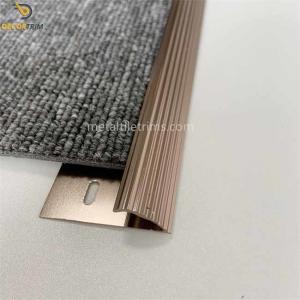 China Shiny Coffee Carpet Edge Strip , Aluminum Carpet Trim With Gripper Fitting supplier