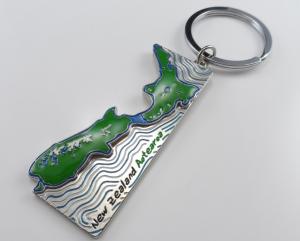 China wholesale metal souvenirs map keychain for New Zealand on sale 