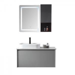 China Warm Grey Customized Bathroom Cabinets LED Light Mirror 40 Inch Bath Vanity supplier