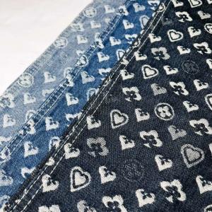 OEM Blue Damask Jacquard Denim Fabric For Women Garment 9.5oz