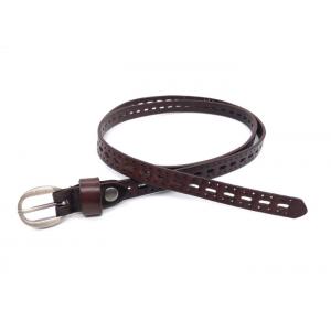 1.5cm Width Brown Leather Belt For Girls With Pin Buckle Breathable
