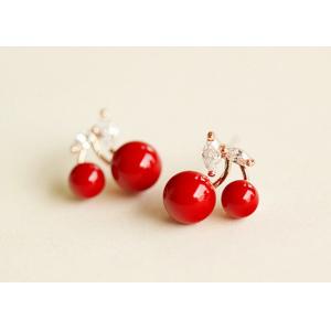 Red cherry pearl earrings fake earrings clip earrings clip fashion children