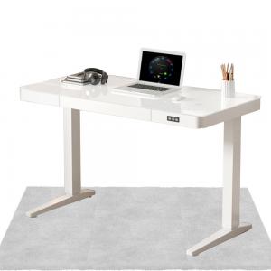 Electric Height Adjustable Desk Metal Iron Modern Design Wireless Charger Glass Table