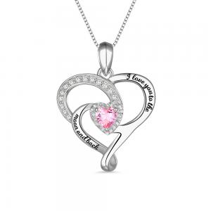 0.2in 0.14oz Heart Shaped Diamond Necklace Moon Birthstone Necklace SGS
