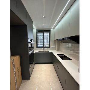 China Customization Kitchen Cabinets Modern Cupboard with Quartz Stone Counters wholesale