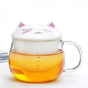China Fancy Cartoon Glass Tea Tumbler With Infuser , Pyrex Glass Tea Travel Mug supplier