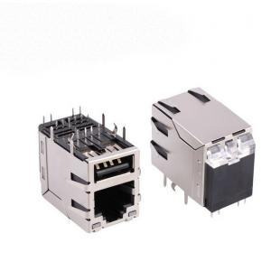 UL 94V-0 Dual USB RJ45 Modular Connector With LED