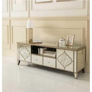 China Fogging Pattern Mirrored TV Console , Living Room 2 Doors Mirrored TV Cabinet supplier