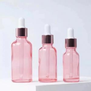 China Pink Glass Essential Oil Dropper Bottle 50ml 100ml Empty 5000pcs supplier