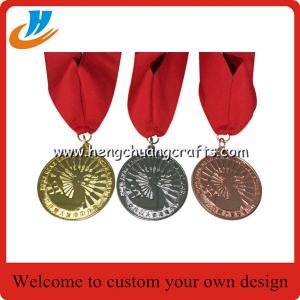 Gold silver copper metal medals,award sports medals with ribbon