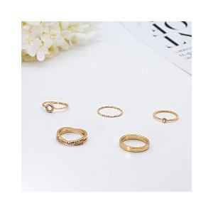 5pcs Titanium Wedding Ring Set Hug Adjustable Alloy Gold Moissanite Fashion Jewelry Rings