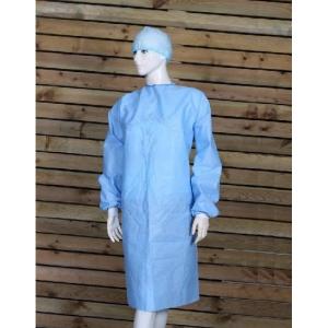 Isolation Disposable Surgical Gown, Blue Isolation Gowns Elastic Knitted Cuff