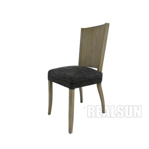 China Custom Solid Wood Hotel Bedroom Furniture Dining Room Chairs Grey Linen Fabric supplier