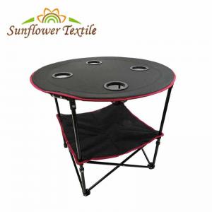 4 Mesh Cup Holders Folding Camping Table Polyester with Metal Frame