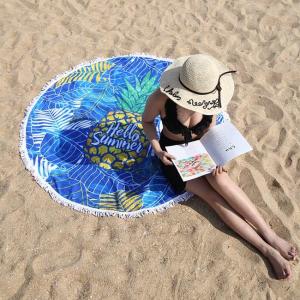 Round Personalized Beach Towels Pineapple Microfiber Surf Towel For Women Men Kids