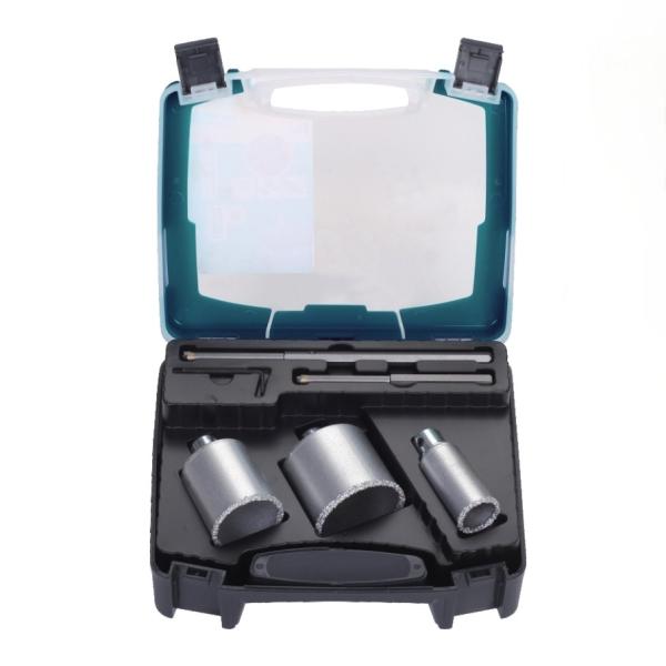 5PC Tungsten Carbide Gritted With Mandrel Hole Saw Kit A3 Steel