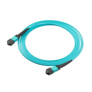 China 50/125 MTP MPO Cordón de parche de fibra óptica OM3/OM4 8/12/24F G657A1 12C 24C Para las telecomunicaciones supplier
