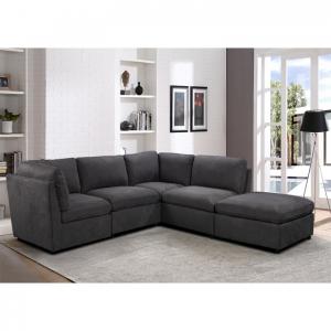 China Durable Dark Grey Luxury Fabric 3 Seats Sectional Sofa For Bedroom Office Furniture supplier