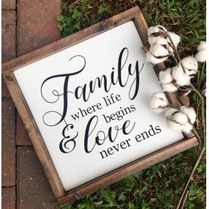 Family Pattern Wooden Wall Plaques With Sayings Square Shape Long Life Span