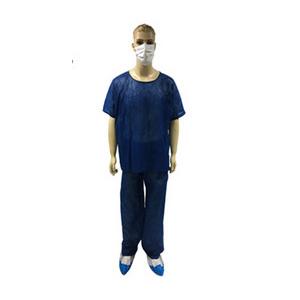 Nonwoven Disposable Scrub Suits Surgical Nurse Coat Pink Dark Blue Color