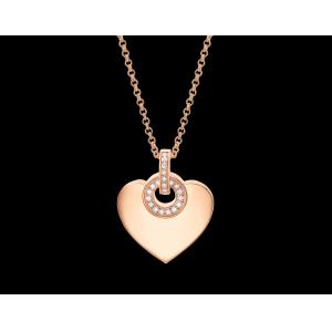 China   CUORE pendant with chain in 18 kt pink gold with pave diamonds supplier
