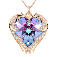 China 18 Inch 8.2 Silver Jewelry Big Heart Necklace With Austrian crystal Crystal Gold Colorful Crystal Trendy Necklace on sale