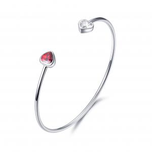 China 4.30g Personalised Sterling Silver Bangle For Ladies 6.0mm Red Heart supplier