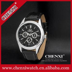 China 2015 Fashion Jewelry Quartz Watches Men Black White China Supplier Top Quality Genuine Leather Watches Man supplier