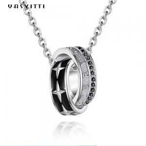 China Horsewhip Stainless Steel Jewelry 0.1oz 2.6ft Double Ring Pendant Necklace 316L supplier