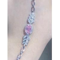 China Oval Cut Synthetic Diamond Tennis Bracelet 2.72ct Pink Diamond Bracelet Oval Shape on sale