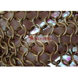 Brass / Copper Hand Woven Ring Mesh Drapes For Wall Decoration And Curtain