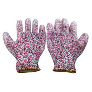 China Polyester Garden Work Gloves , Paint Printing Polyurethane Coated Gloves supplier