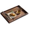 Octagon Round Shape Acacia Walnut Wood Serving Tray 30x20x3cm with Burned Printing