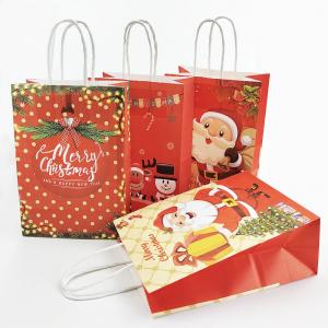 Christmas Kraft Custom Brown Paper Bags Offset Printing