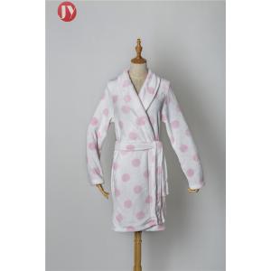 China Printed Flannel Night Suit Thermal Pink Dot Women Bathrobe 100% Polyester ECO Friendly supplier